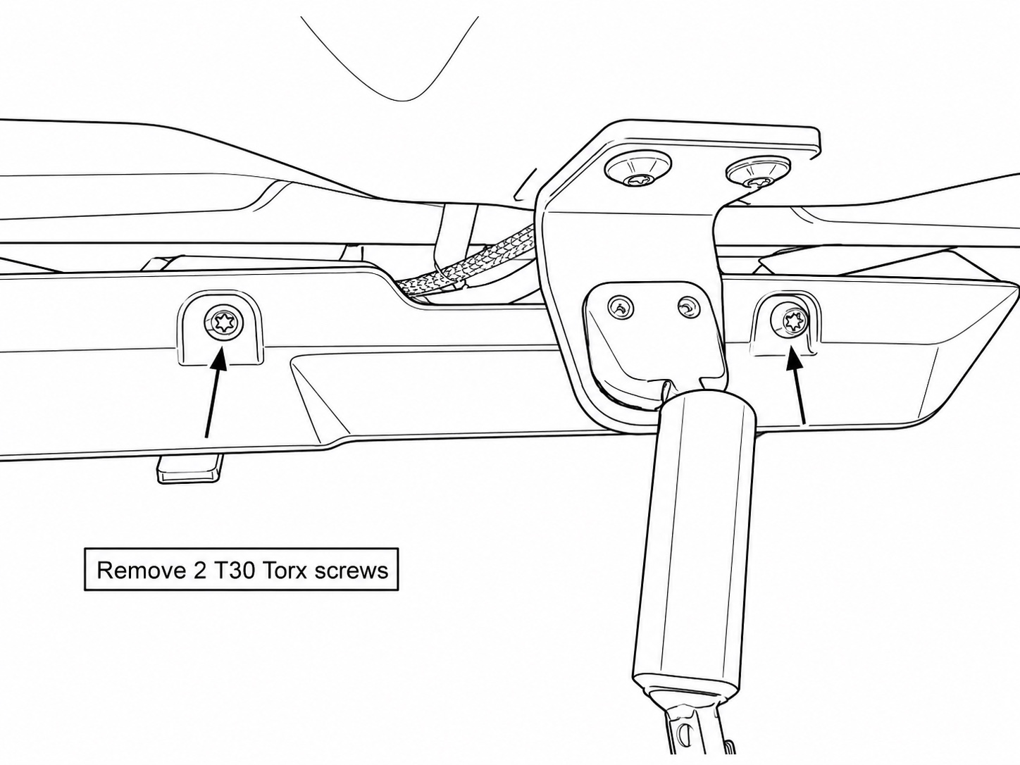 Location of the two rear T30 Torx screws