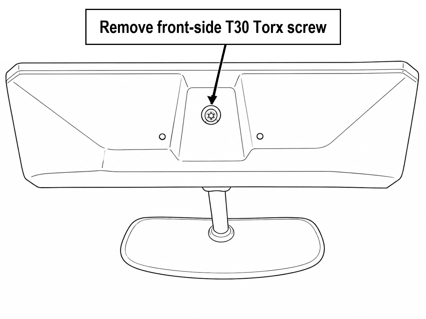 Location of the front-side T30 Torx screw